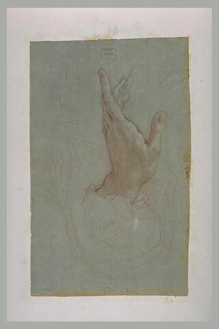 Etude d'une main et croquis d'une tête de femme drapée, image 1/1