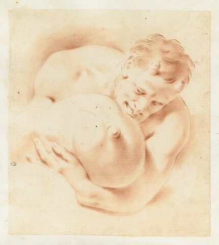 Un homme nu portant un sac entre les bras, image 1/2