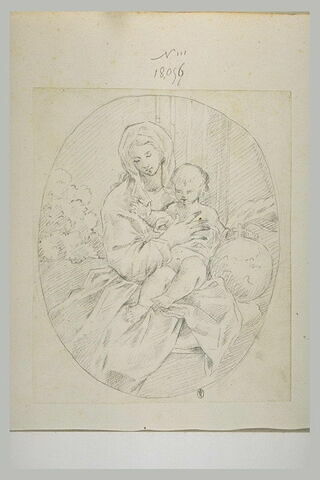 La Vierge assise avec l'Enfant Jésus sur les genoux, tenant le globe, image 1/1