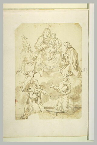 Saint Jean-Baptiste et trois autres saints adorant la Vierge à l'Enfant
