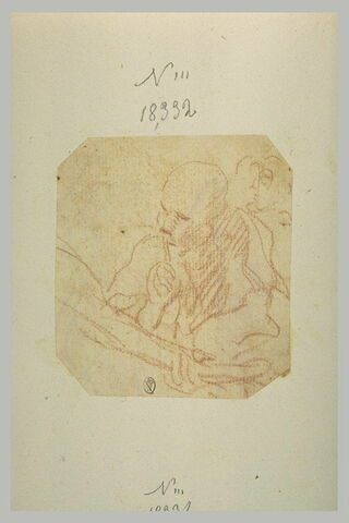 Vieillard assis, écrivant et lisant, image 1/1