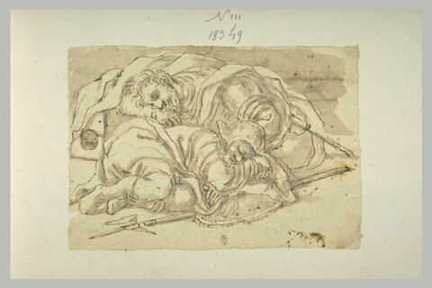 Deux soldats endormis à terre, côte à côte, image 1/1