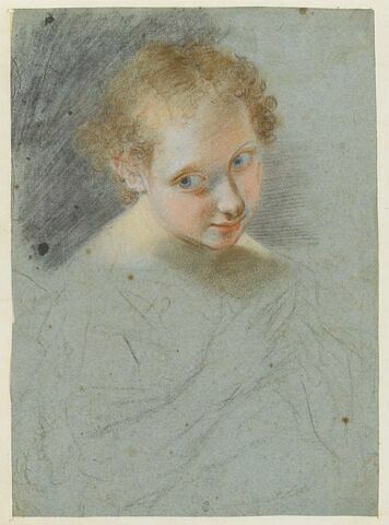 Portrait d'une jeune fille, vue en buste de trois quart, les mains jointes