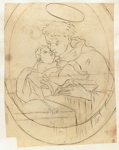 Saint antoine de Padoue tenant l'Enfant sur un livre, dans ses bras