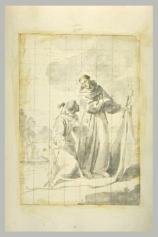 Deux saints traversant un fleuve sur un manteau, image 1/1