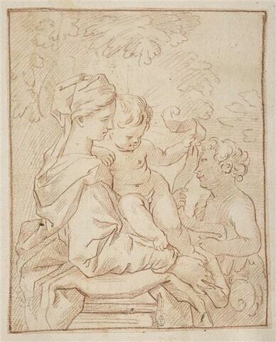 Saint Jean jouant avec l'Enfant assis sur les genoux de sa mère