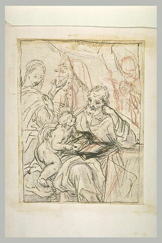 La Sainte Famille avec saint Joseph apprenant à l'Enfant à lire