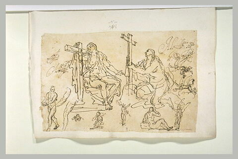 Deux études de sainte Madeleine avec un crucifix, et autres figures, image 1/1