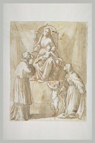 Vierge à l'Enfant assis sur un trône et deux saints, image 2/2