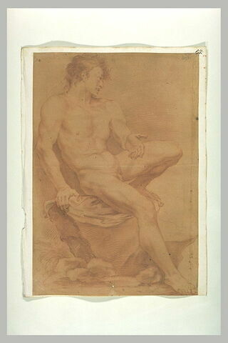 Homme nu, assis, tourné vers la droite, image 1/1