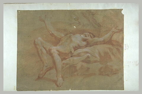 Homme nu, étendu, bras ouverts, image 1/1