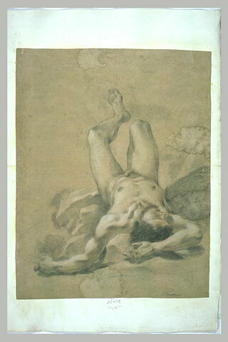Homme nu, couché sur le dos, renversé en arrière, image 1/1