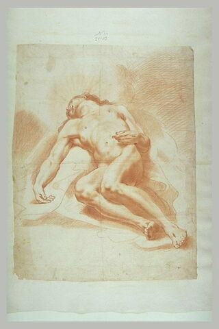 Homme nu, de face, étendu sur le dos, les yeux clos, image 1/1