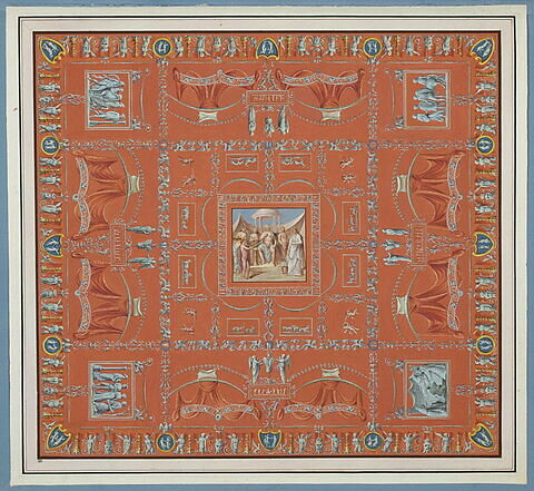 Décoration de voûte avec au centre, le temple de Bacchus, image 2/2