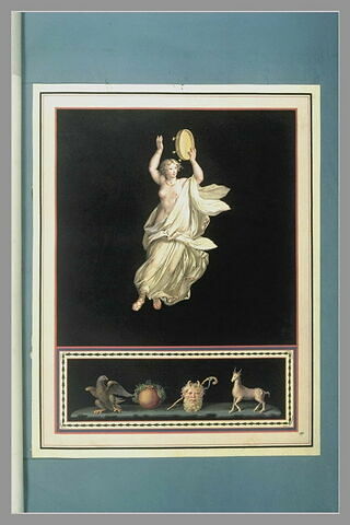 Jeune fille jouant du tambour, dans les airs ; aigle, masque, licorne, image 2/2