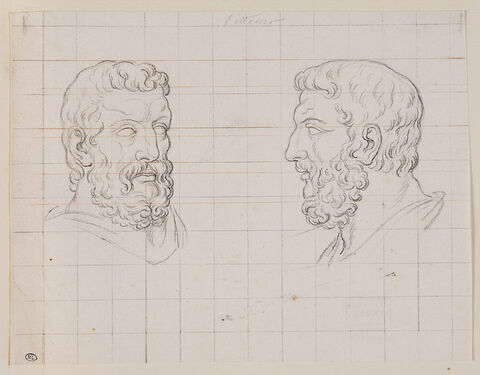 Deux têtes de philosophe antique Pittacus