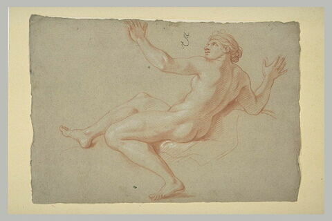 Femme nue, à demi-assise, tournée vers la gauche