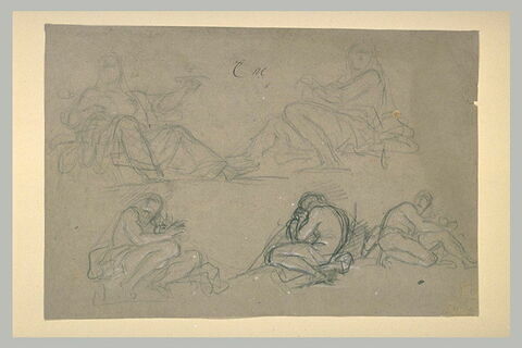 Cinq études de figures assises ou accroupies, image 1/1
