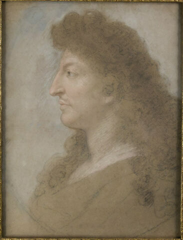 Portrait de Louis XIV, le cou nu et portant de longs cheveux