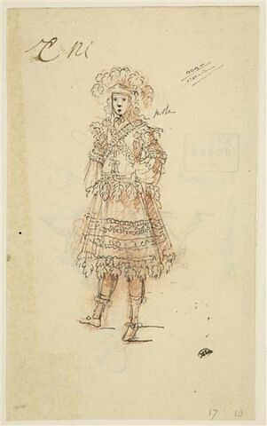 Une figure en habit  d'indien pour le bal masqué de la Grande Antichambre du roi au Louvre vraisemblablement donné par la reine le 17 février 1665 à l'occasion du mardi gras