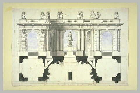 Pavillon à trois arcades avec statue royale, image 1/1