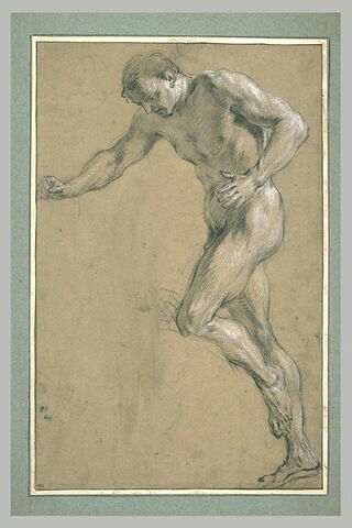Homme nu, debout, tourné vers la gauche et regardant à terre, image 2/2