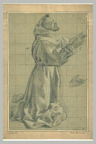Saint François à genoux tourné à droite et étude d'une main, image 2/2