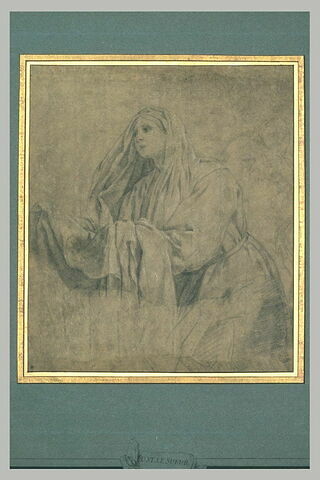 Une femme tenant une draperie, tournée vers la gauche, image 2/2