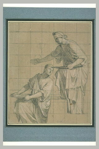 Deux femmes debout, sur un plan différent, portant un plat, image 2/2