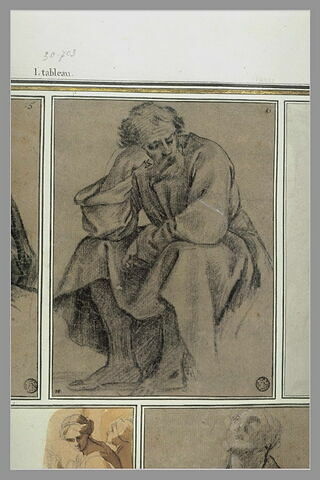 Un vieillard assis, accoudé sur les genoux : étude pour le premier tableau, image 2/2