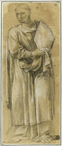 Un prêtre tenant la mitre de saint Hugues : étude pour le septième tableau