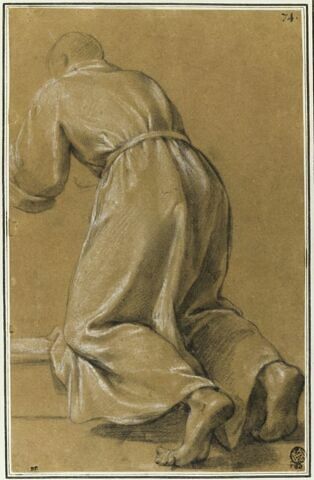 Saint Bruno à genoux : étude pour le douzième tableau, image 1/2