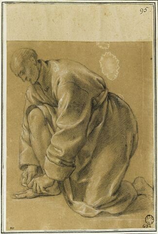 Un chartreux à genoux se chaussant : étude pour le quatorzième tableau, image 1/2