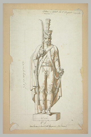 Statue d'un chasseur du premier régiment, d'après Jean-Joseph Foucou