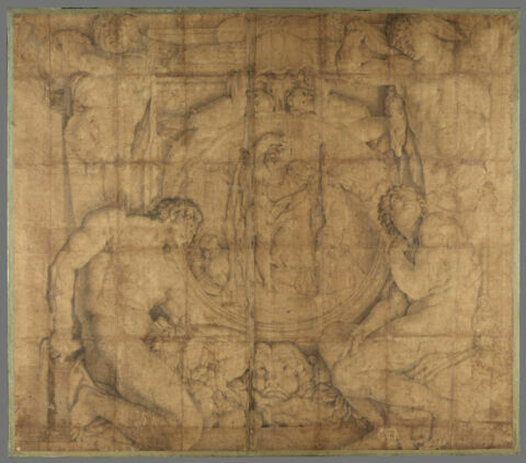 Médaillon complet d'Apollon écorchant Marsyas, avec les termes et les ignudi, image 1/1