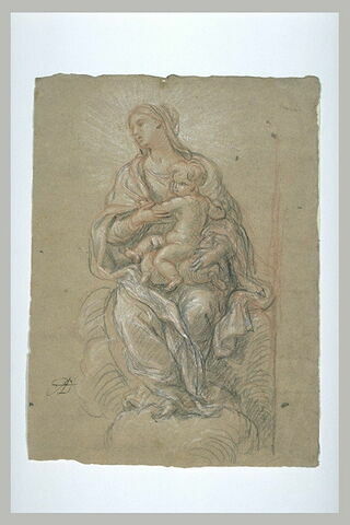 La Vierge assise avec l'Enfant Jésus sur ses genoux, image 1/1