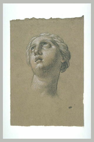 Tête de jeune femme, regardant au ciel