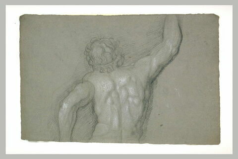 Demi-figure d'homme nu, vu de dos, levant le bras droit, image 1/1