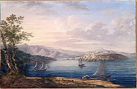 Vue de la place de Porto Longona du côté de la mer, 1803