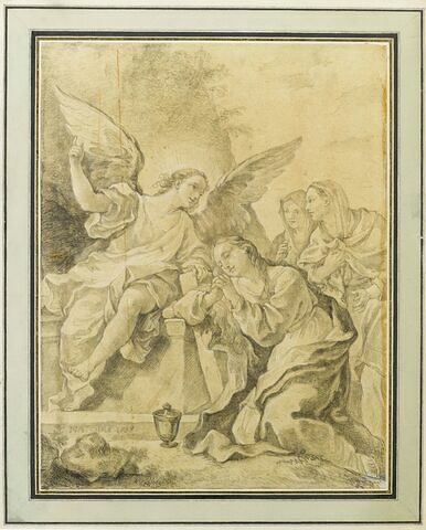 Sainte Madeleine, deux Saintes Femmes et un ange au tombeau du Christ