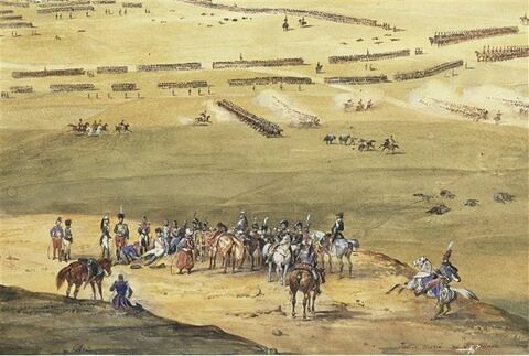 Vue perspective de la ville de Ratisbonne prise d'assaut, 23 avril 1809, image 2/2