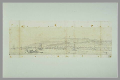 Vue de Sainte Croix, île Ténériffe, prise du mouillage, le matin en 1771