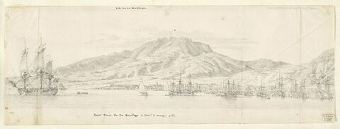 Vue de Saint Pierre Ile de la Martinique prise du mouillage, le soir en 1771