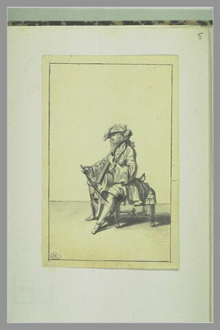 Homme jouant de la basse de viole, assis sur un ployant, image 2/2