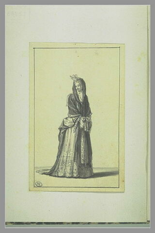 Femme ayant les mains dans son manchon, les épaules couvertes..., image 2/2