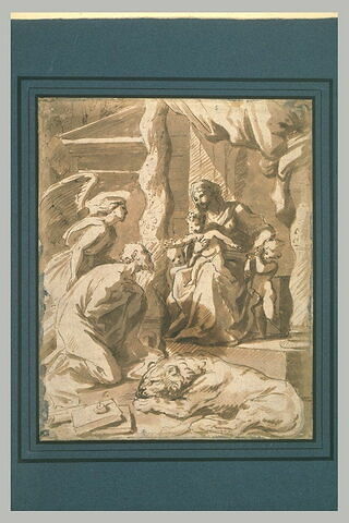 Saint Jérôme agenouillé devant la Vierge et l'Enfant Jésus