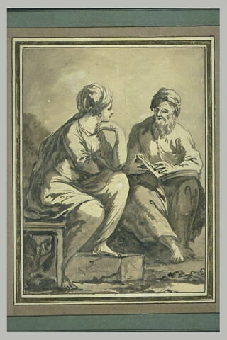 Deux figures assises lisant, image 1/1