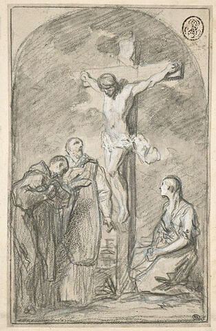 Le Christ en Croix entouré de trois saints