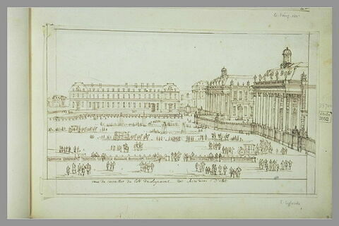 Vue du château de Versailles du côté des logements des secrétaires d'Etat, image 2/2