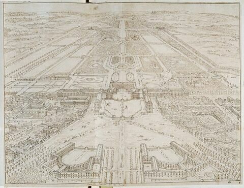 Vue perspective de Versailles du côté des écuries du château, image 3/3